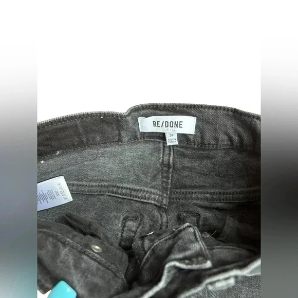 RE/DONE Women's Button Fly Stretch High Rise Ankle Crop Jean Faded Stone Size 24 - Picture 3 of 9